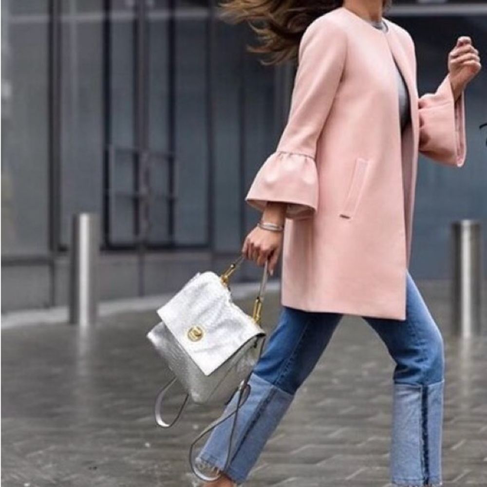 Pink Zara Coat with Bell Sleeve